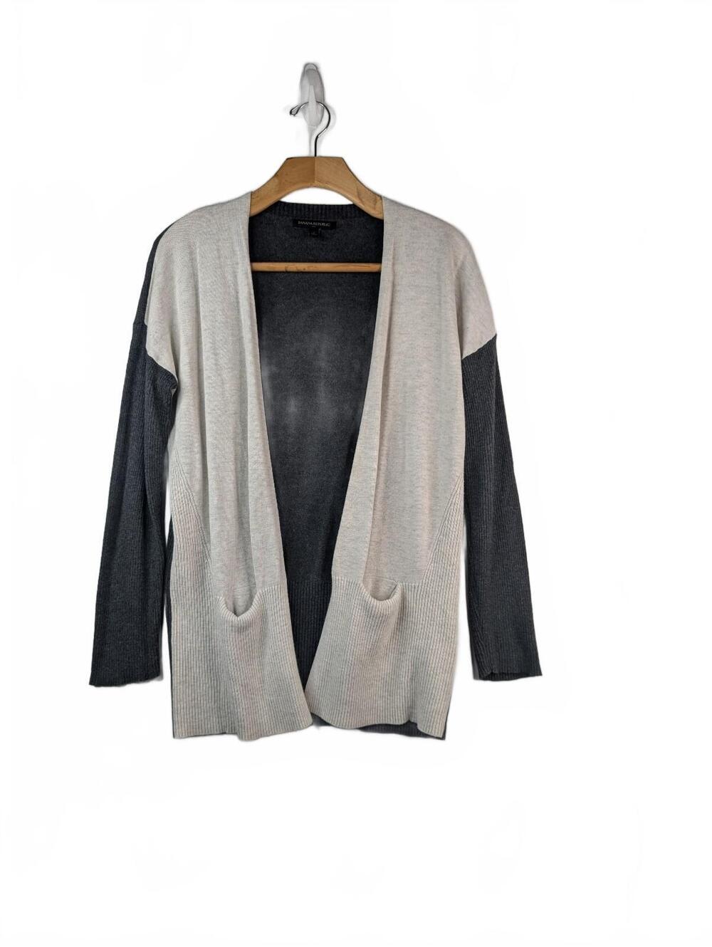 Banana Republic Wool Blend Colorblock Open Cardigan Petite S